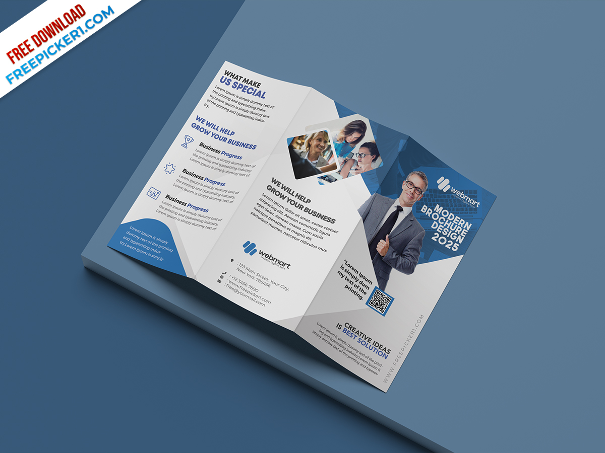 Business Marketing Tri-Fold Brochure Design PSD - FreePicker1